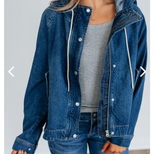 Blue Jean Jacket with Hooded Detail